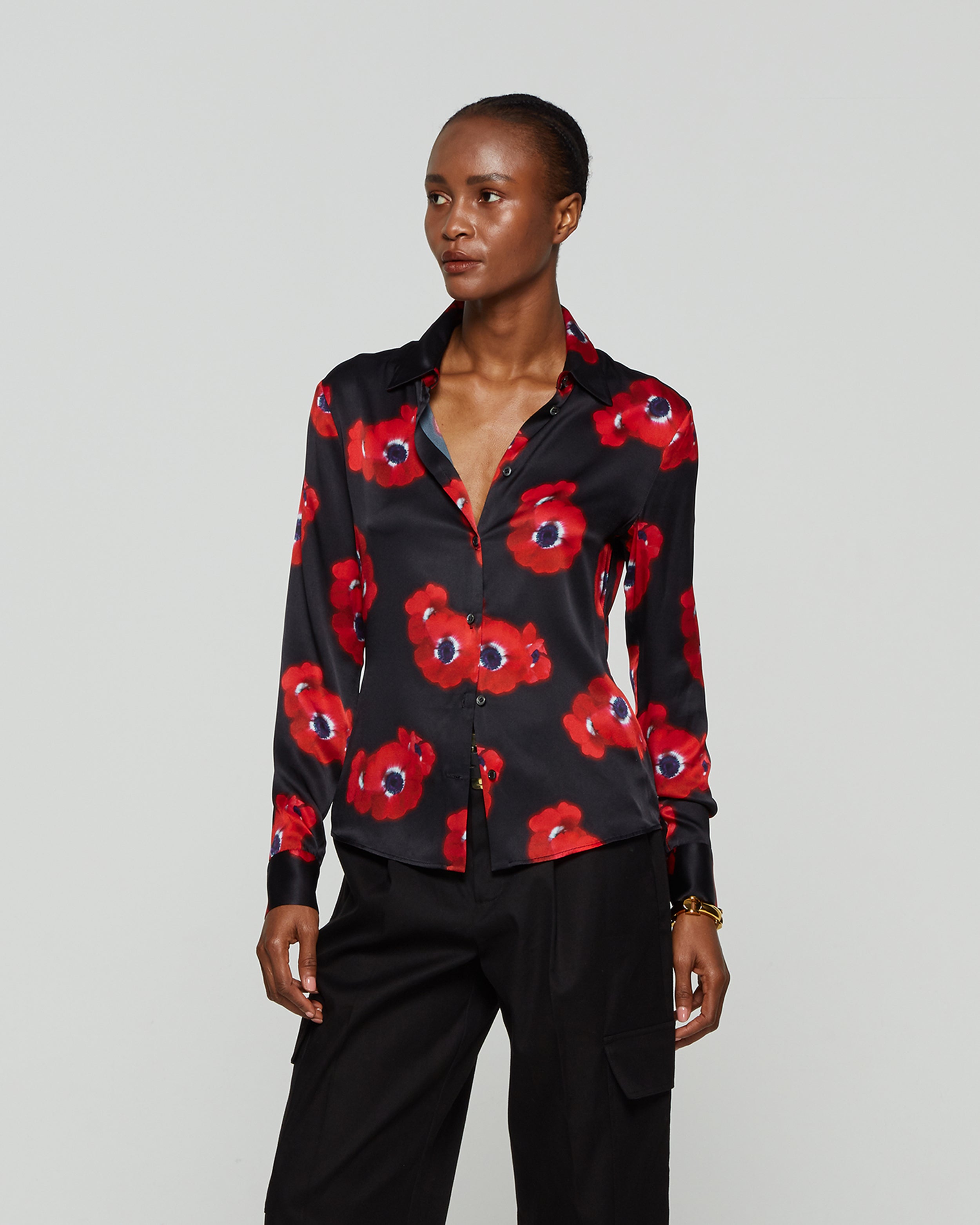 Graphic Poppy City Shirt - Black/Red