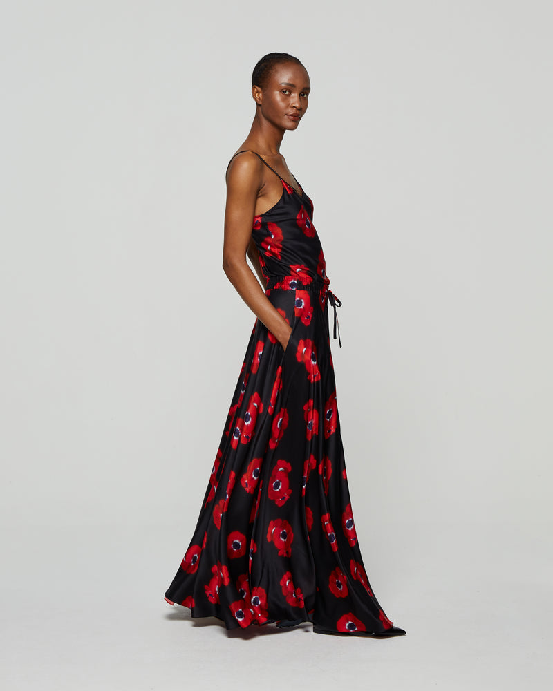 Graphic Poppy Full Maxi Skirt - Black/Red picture #3