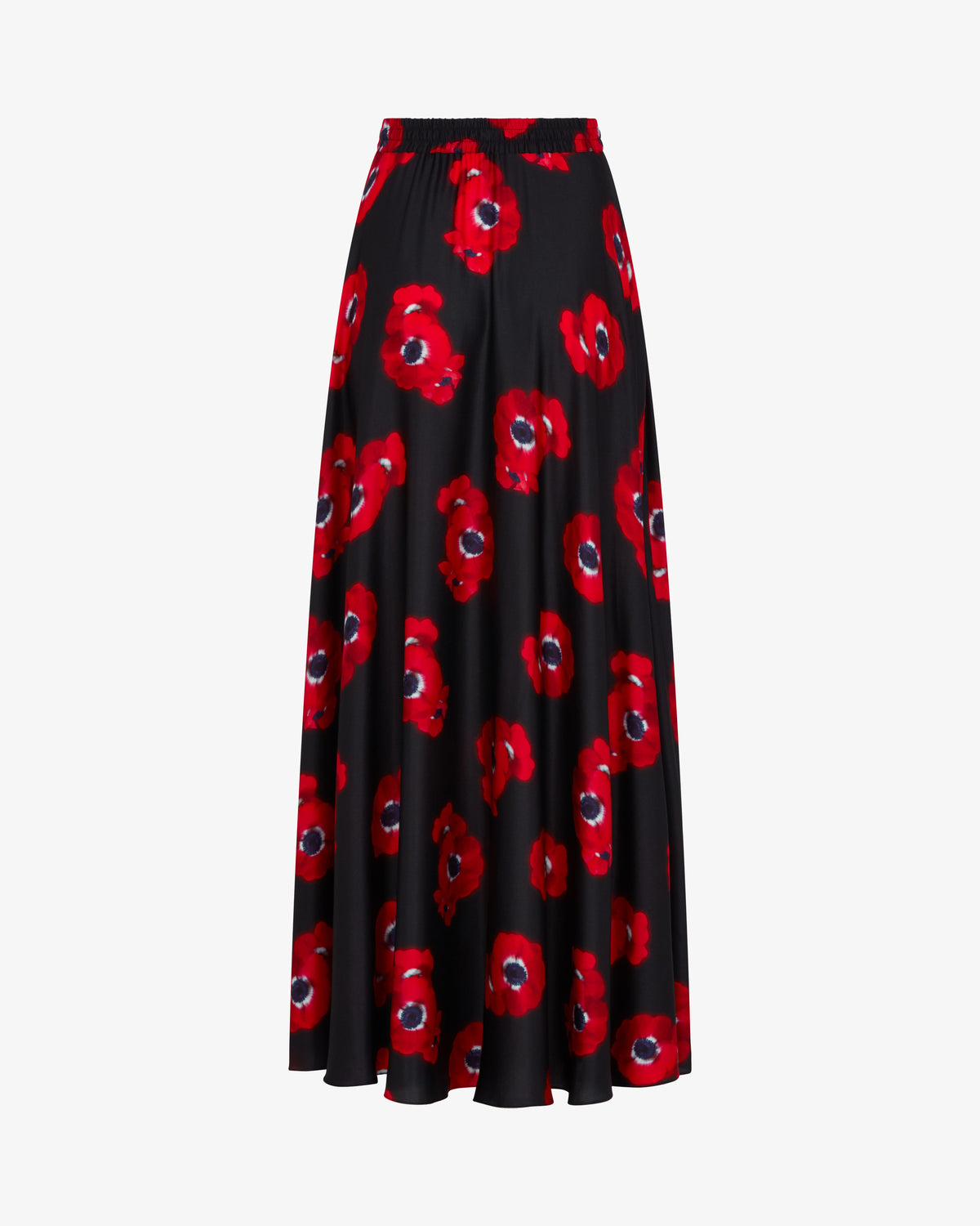 Graphic Poppy Full Maxi Skirt - Black/Red