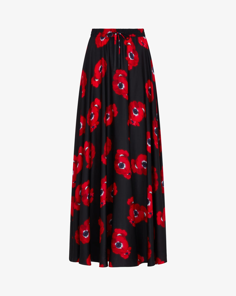 Graphic Poppy Full Maxi Skirt - Black/Red picture #2