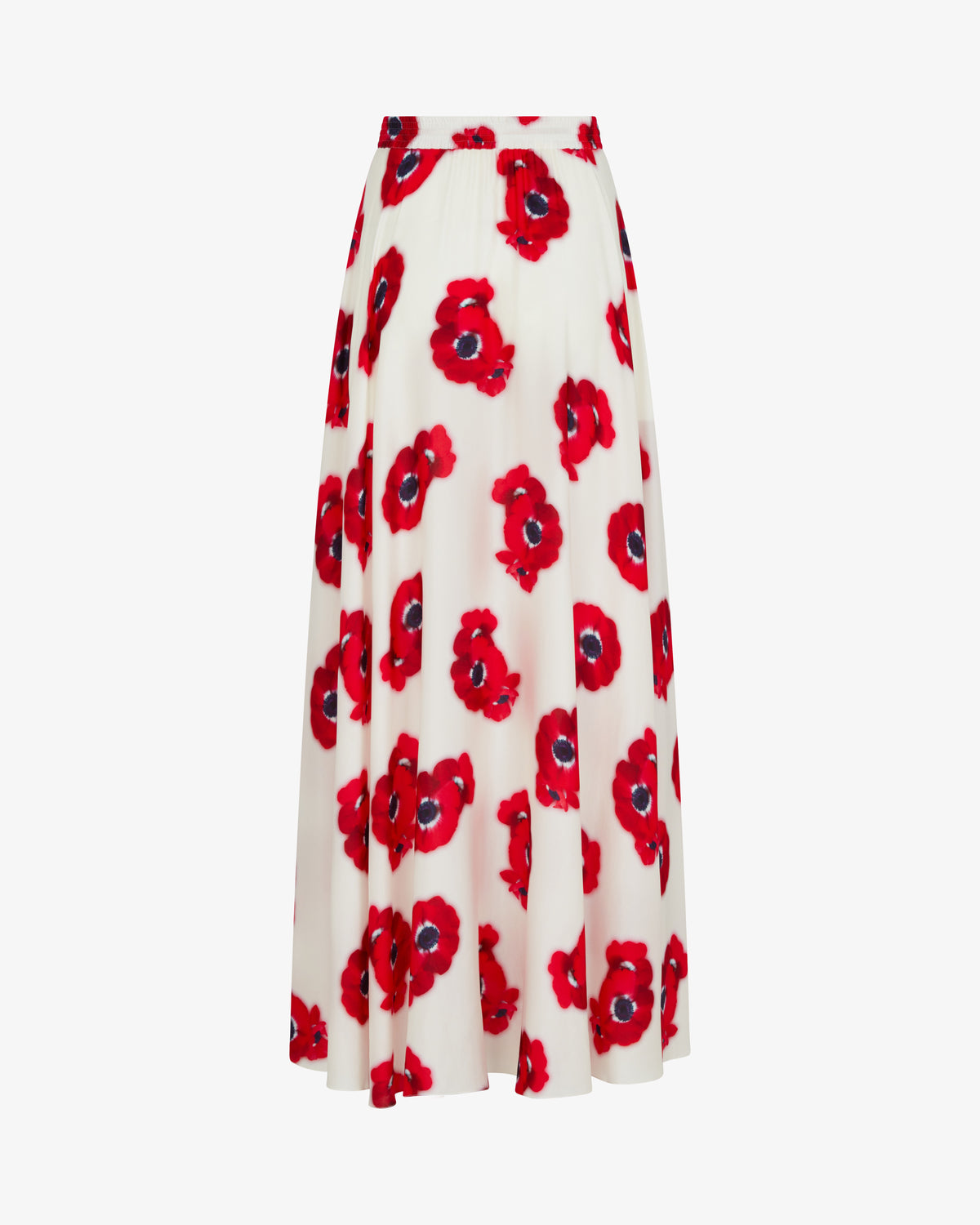 Graphic Poppy Full Maxi Skirt - White/Red