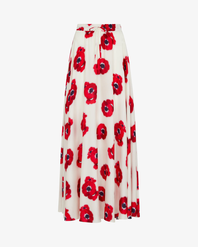 Graphic Poppy Full Maxi Skirt - White/Red picture #2