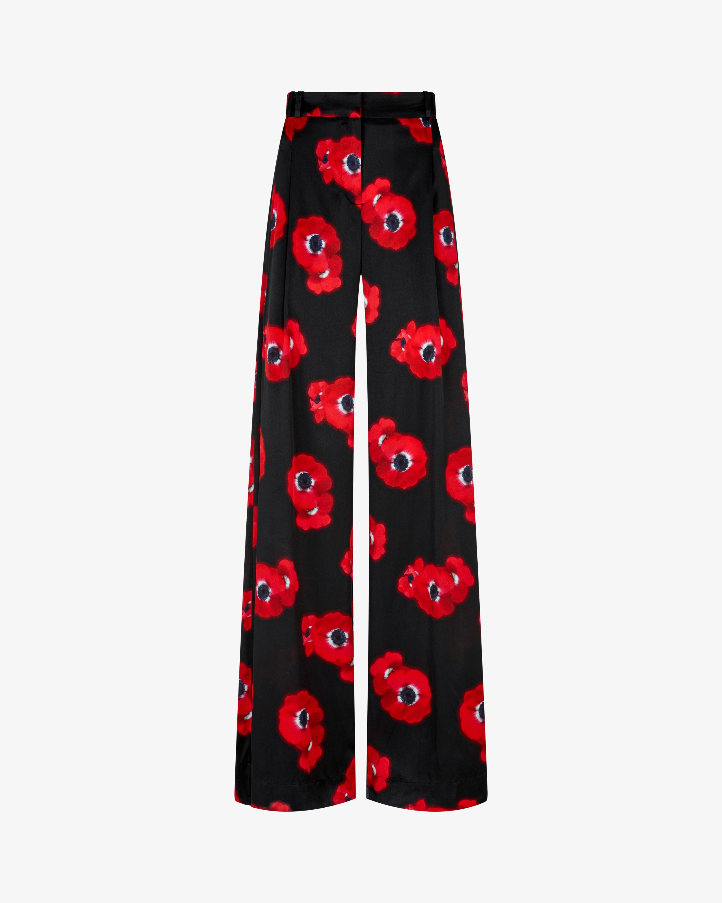 Graphic Poppy Serena Wide Leg Trouser - Black/Red