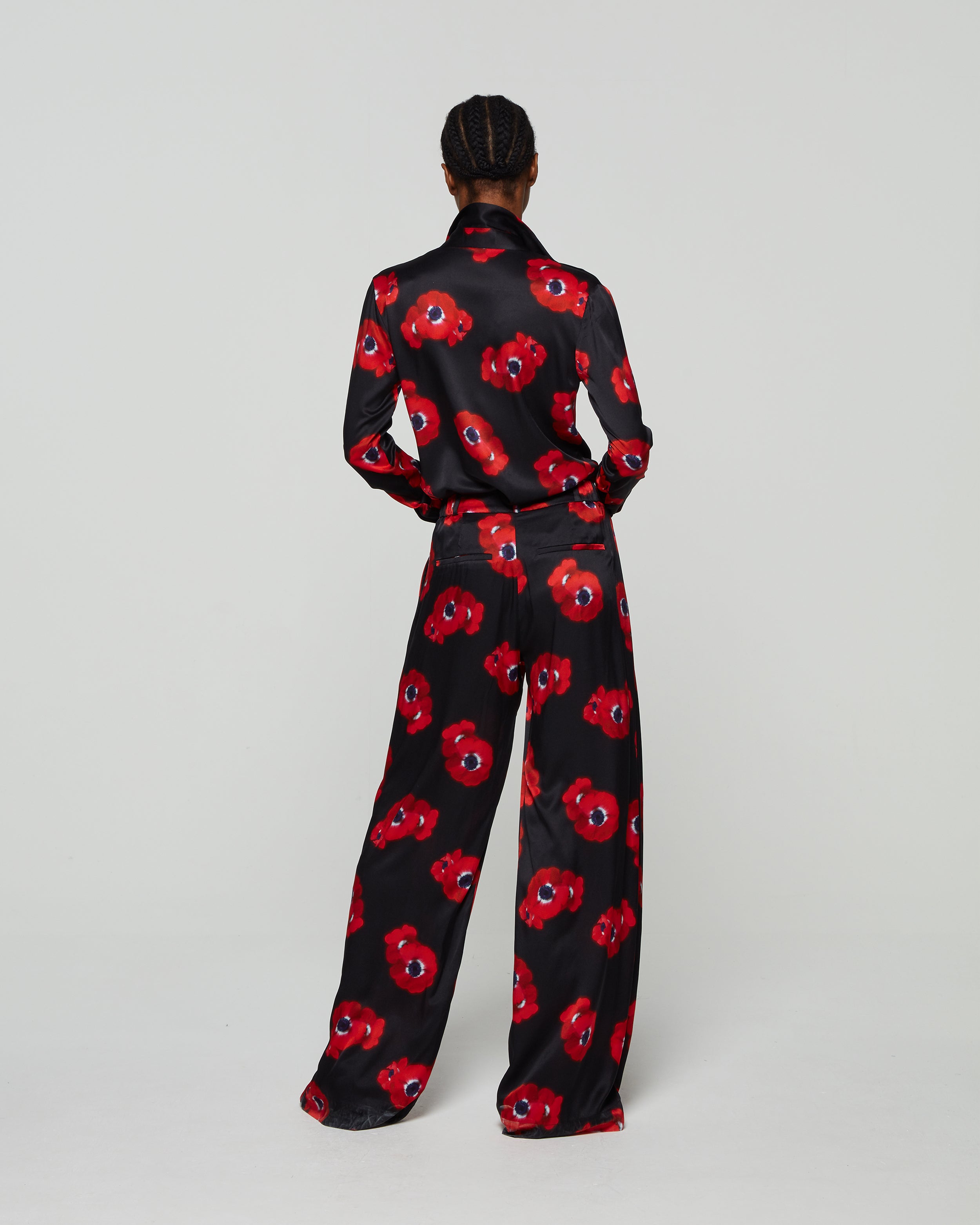 Graphic Poppy Serena Wide Leg Trouser - Black/Red