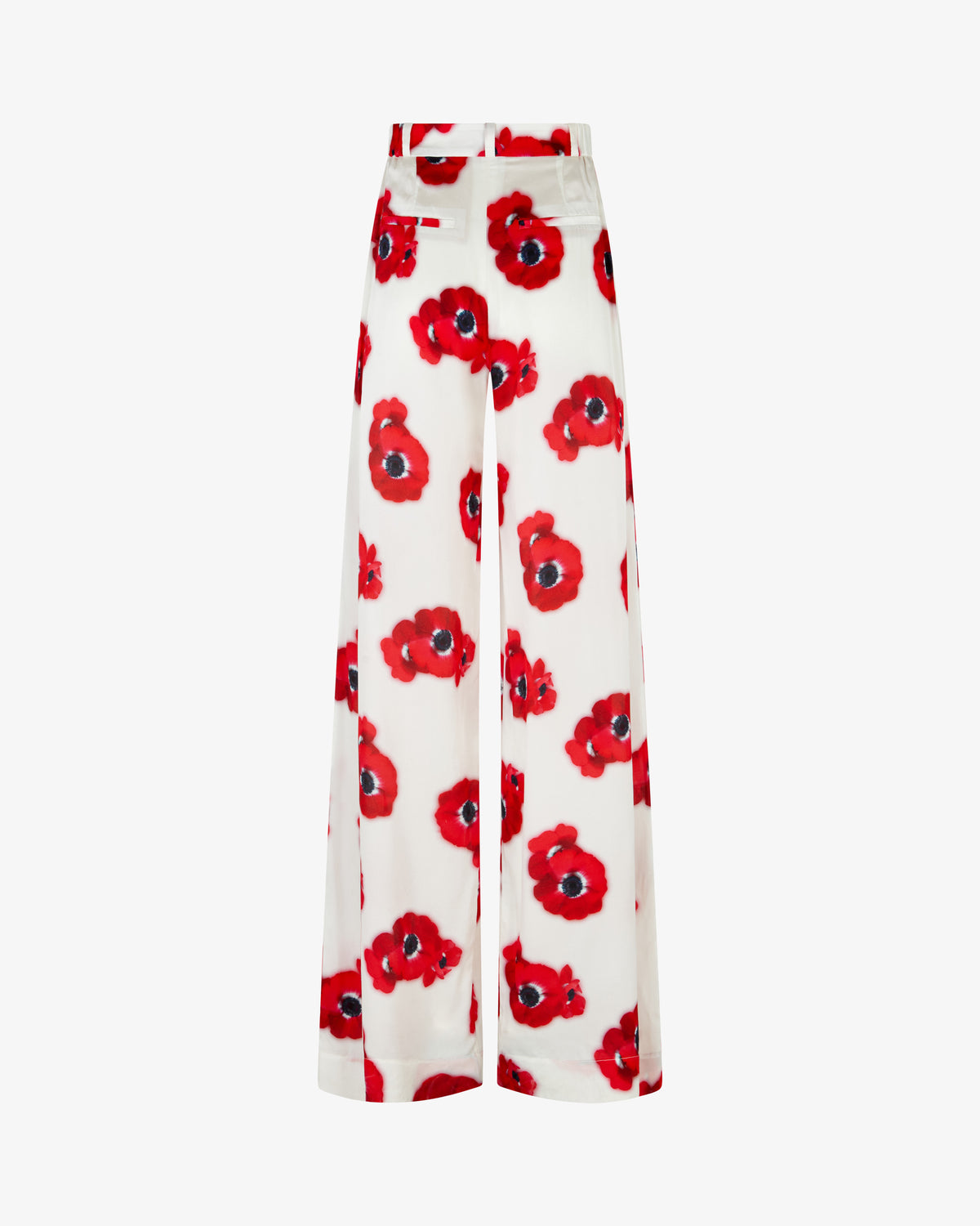 Graphic Poppy Serena Wide Leg Trouser - White/Red