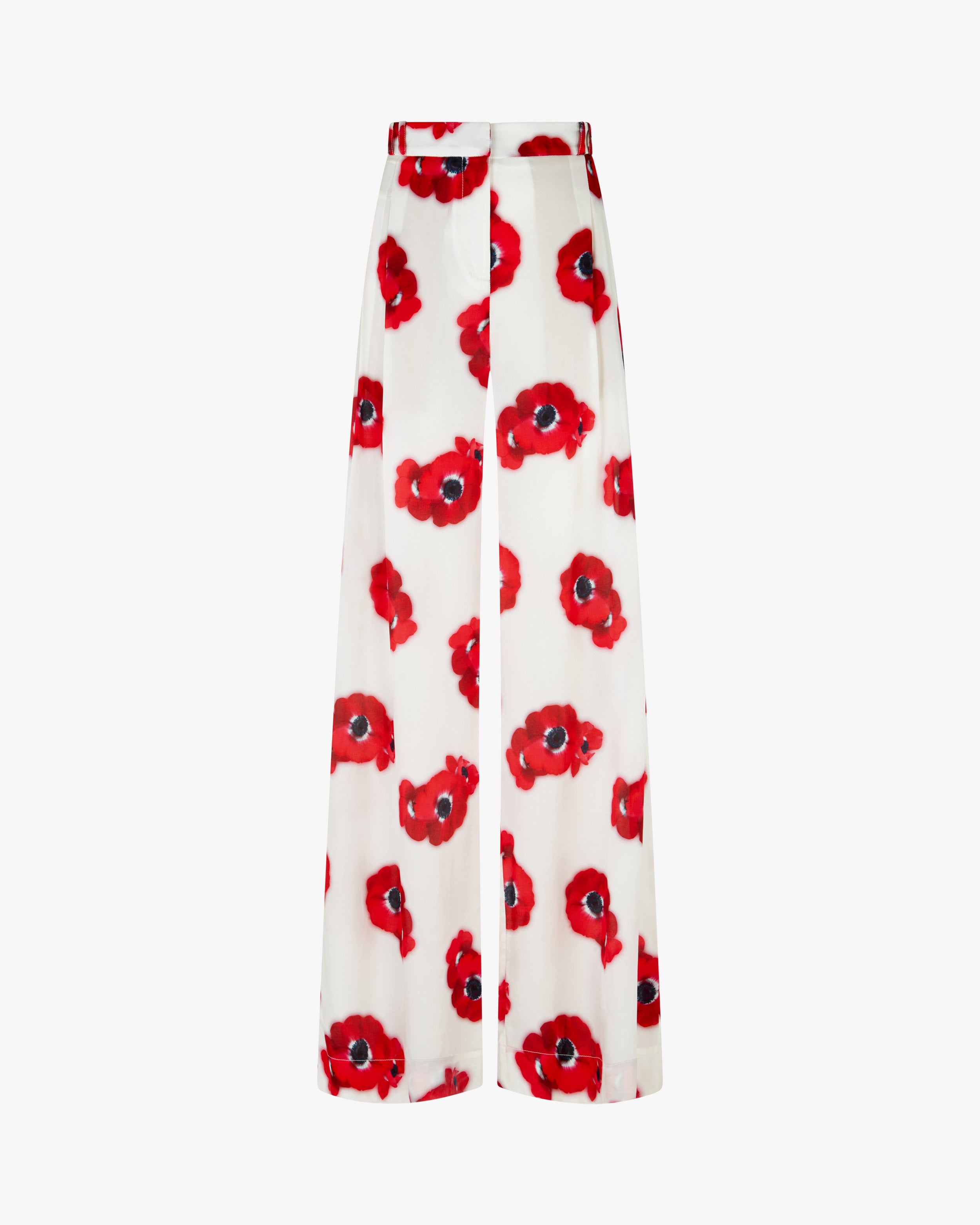 Graphic Poppy Serena Wide Leg Trouser - White/Red