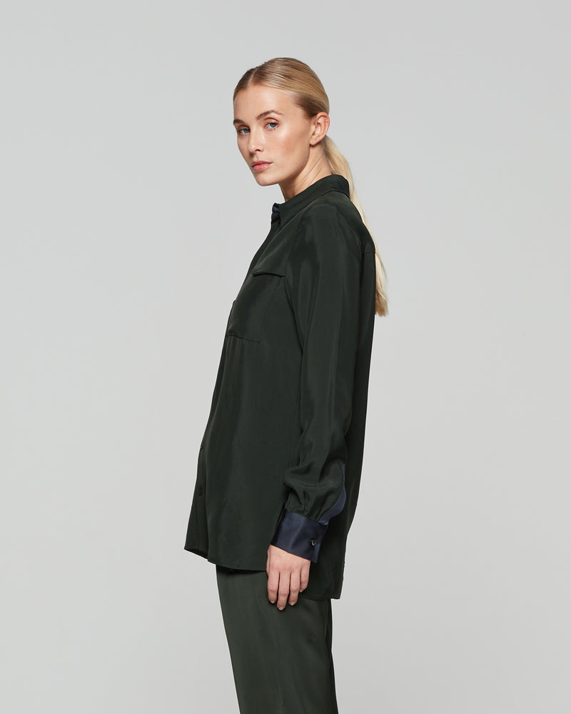 Matte Satin Utility Shirt - Forest Green picture #3