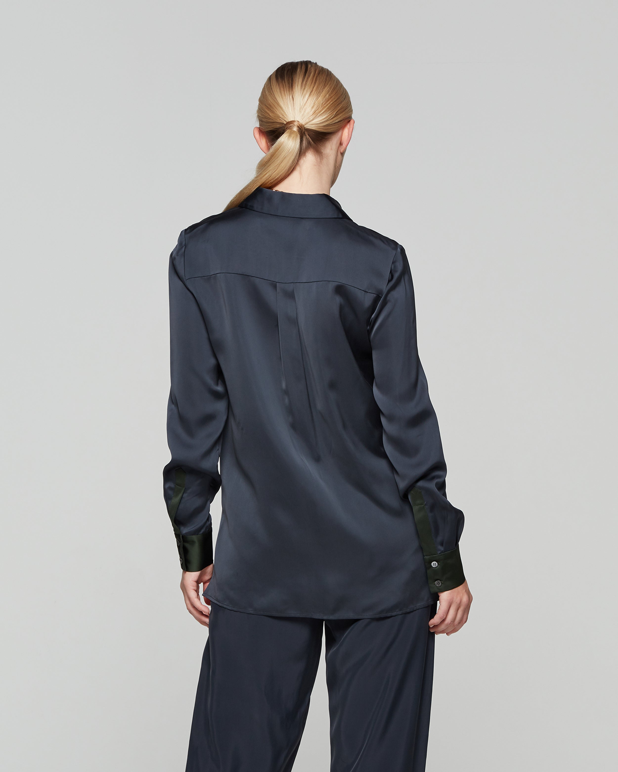 Matte Satin Utility Shirt - Navy Dusk