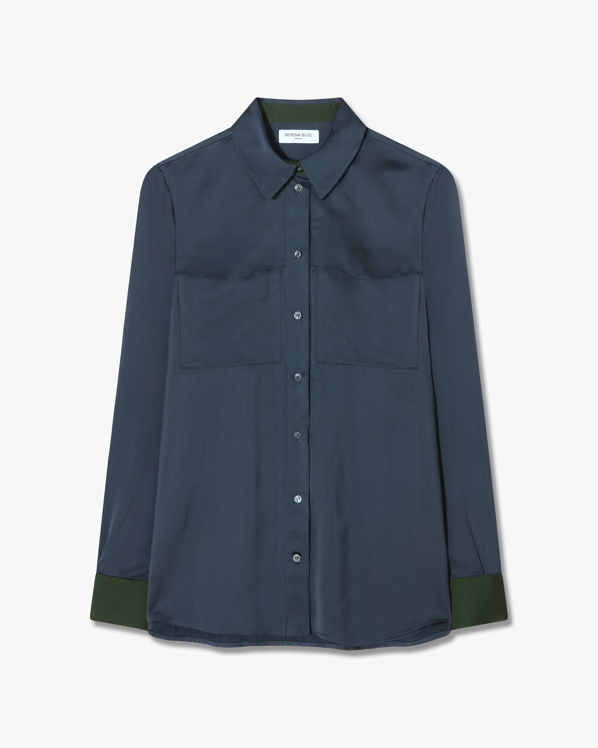 Matte Satin Utility Shirt - Navy Dusk