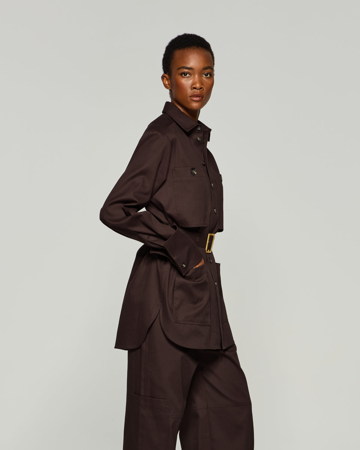 Oversized Cargo Shirt - Chocolate Brown