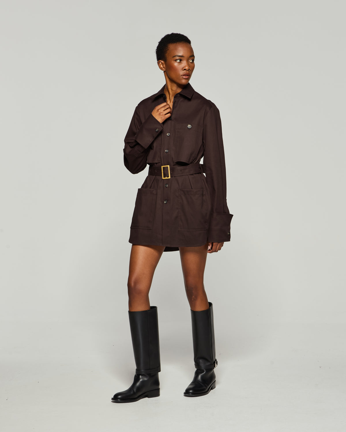 Oversized Cargo Shirt - Chocolate Brown