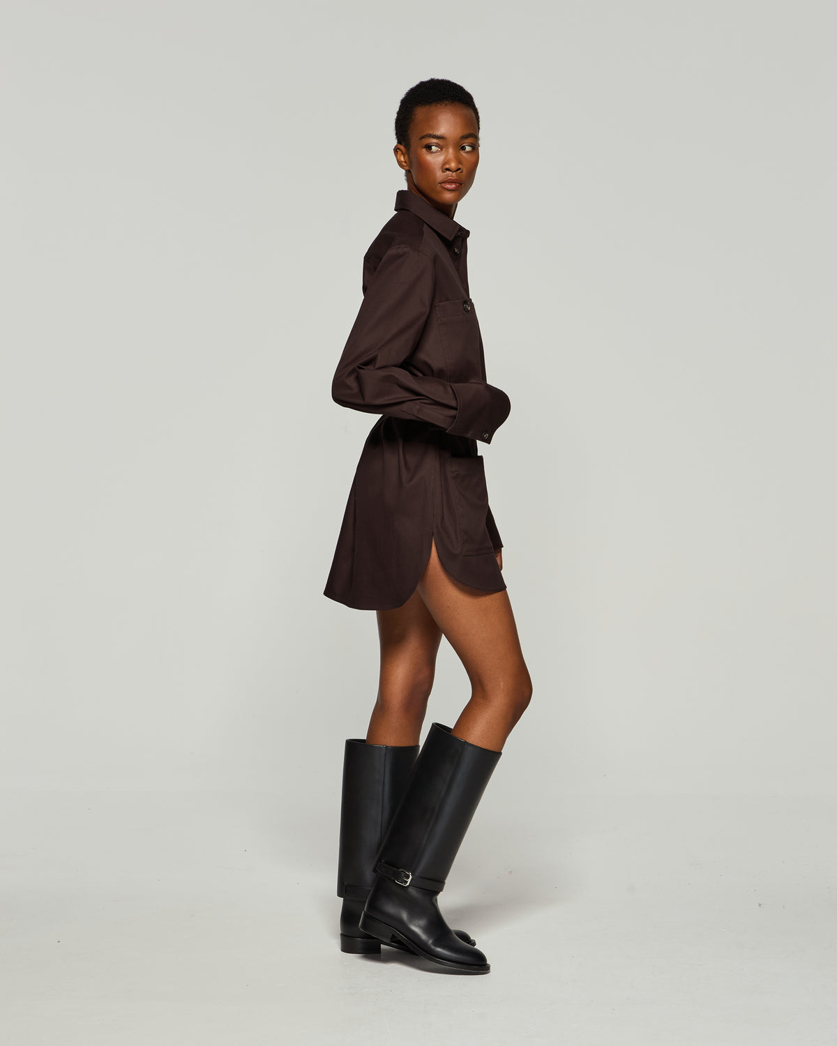 Oversized Cargo Shirt - Chocolate Brown