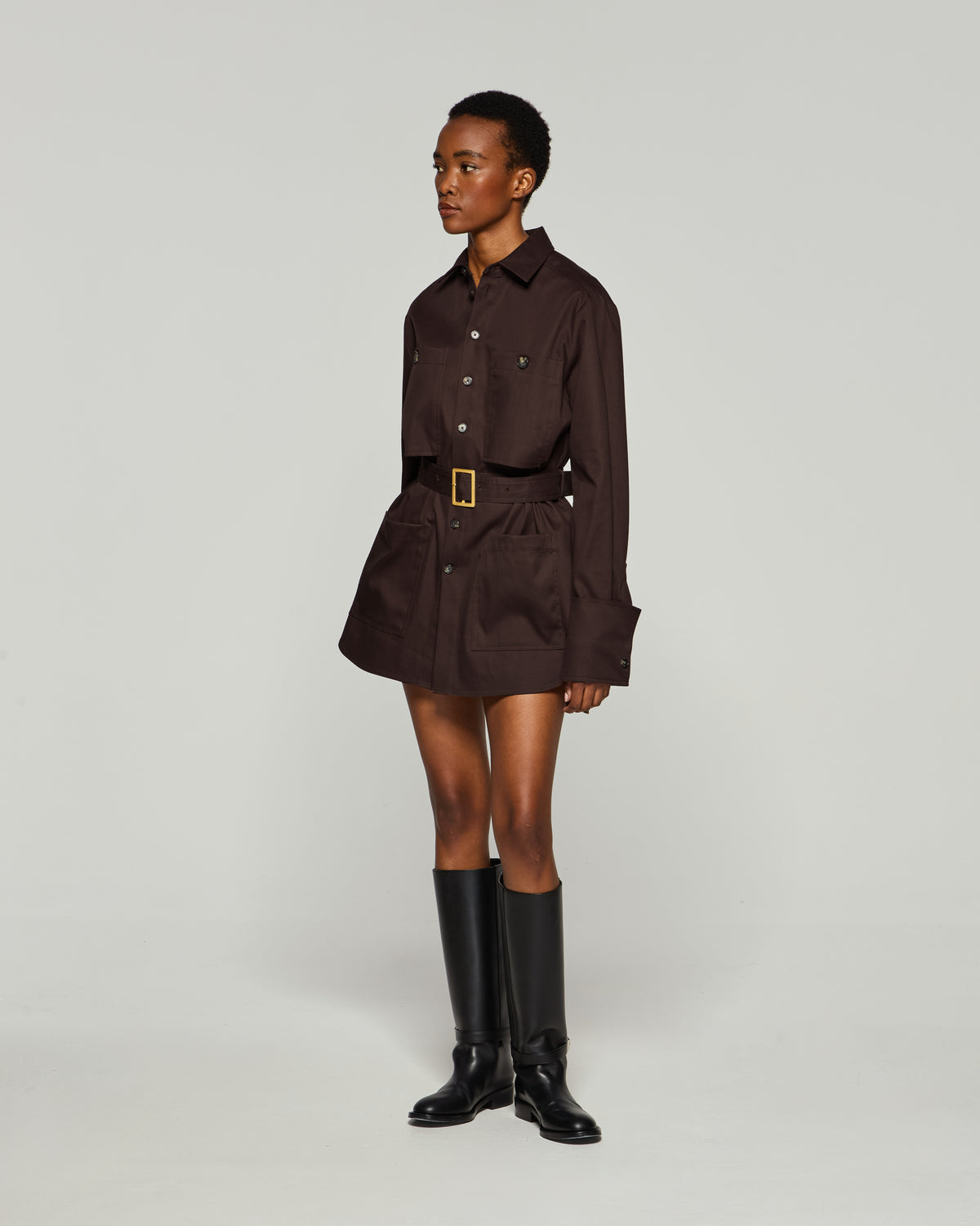 Oversized Cargo Shirt - Chocolate Brown