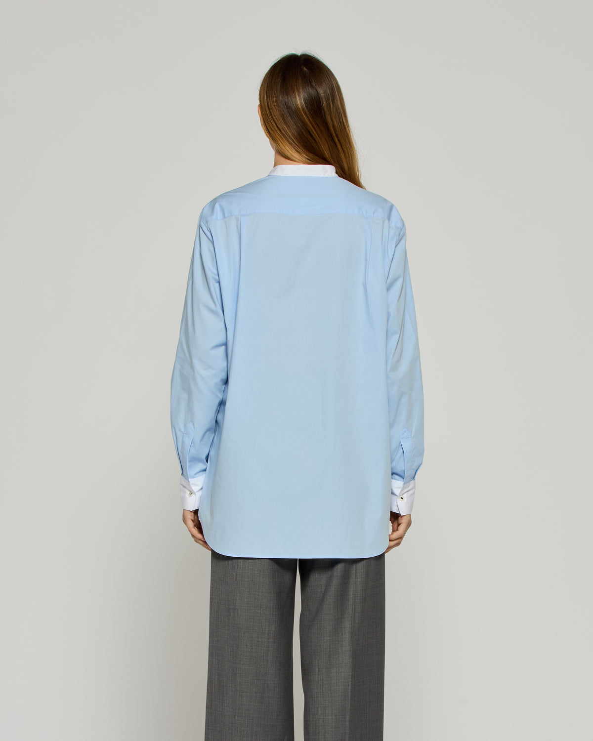 Oversized Shirt with Side Opening - Pale Blue