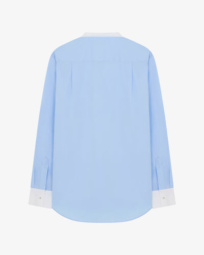 Collarless Shirt with Side Opening - Pale Blue SERENA BUTE