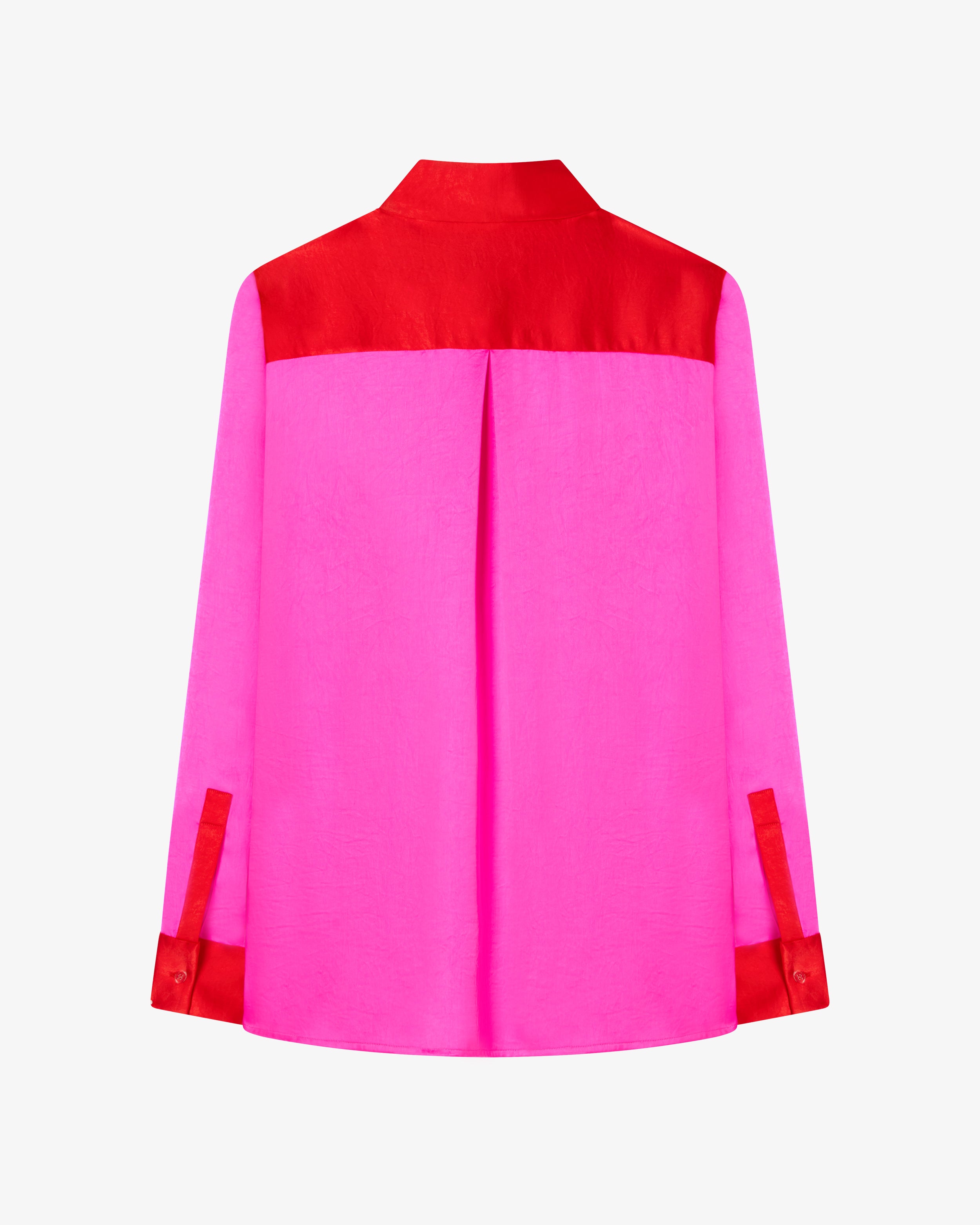 Oversized Colour Block Shirt - Bright Pink/Red