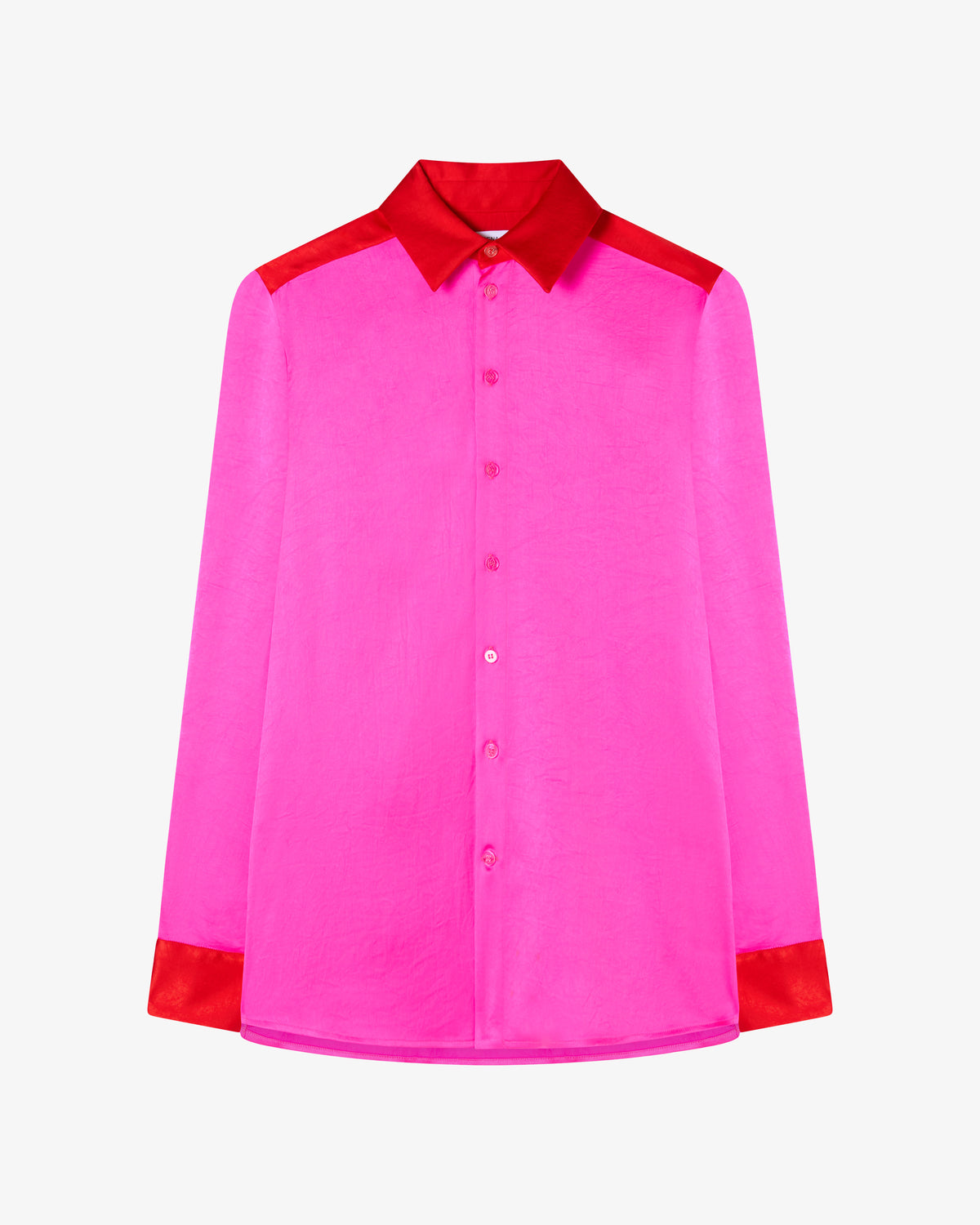 Oversized Colour Block Shirt - Bright Pink/Red