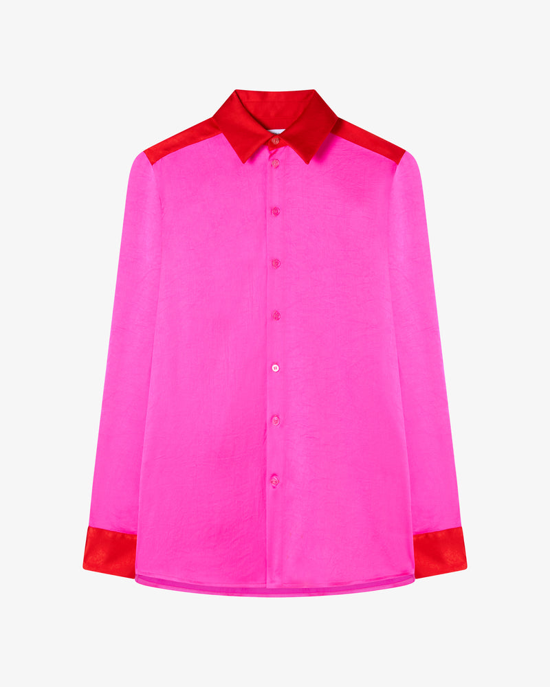 Oversized Colour Block Shirt - Bright Pink/Red picture #2