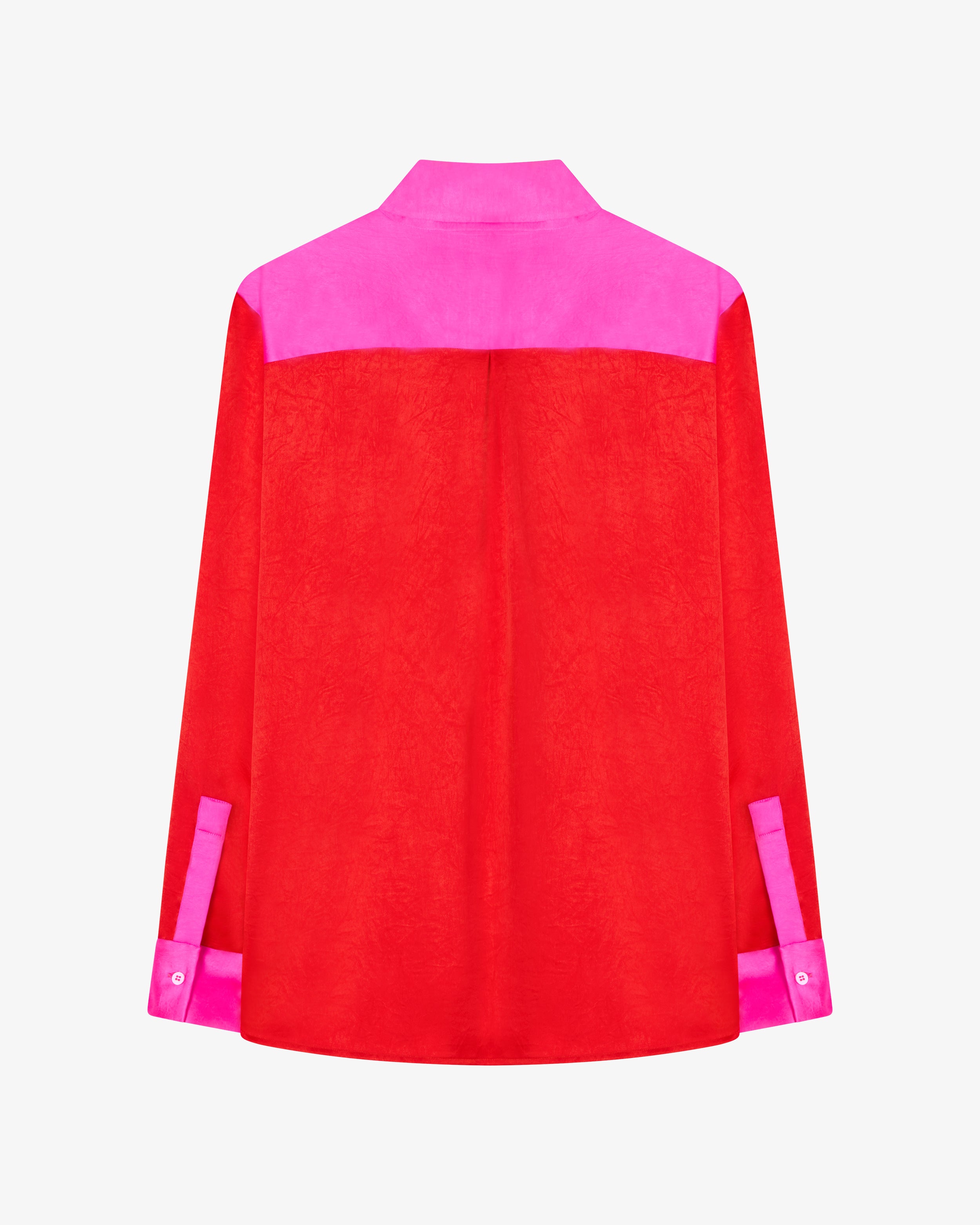 Oversized Colour Block Shirt - Bright Red/Pink