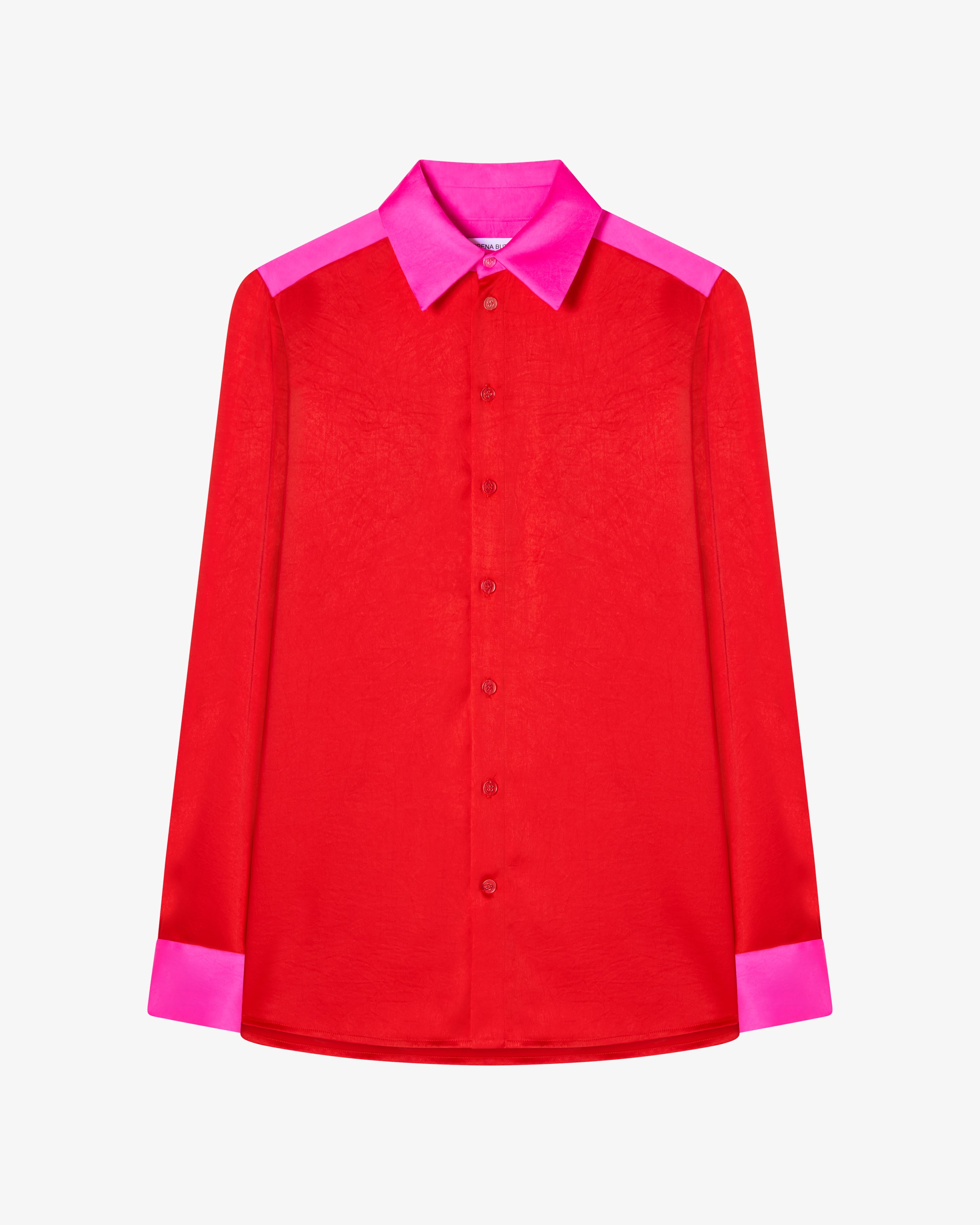 Oversized Colour Block Shirt - Bright Red/Pink