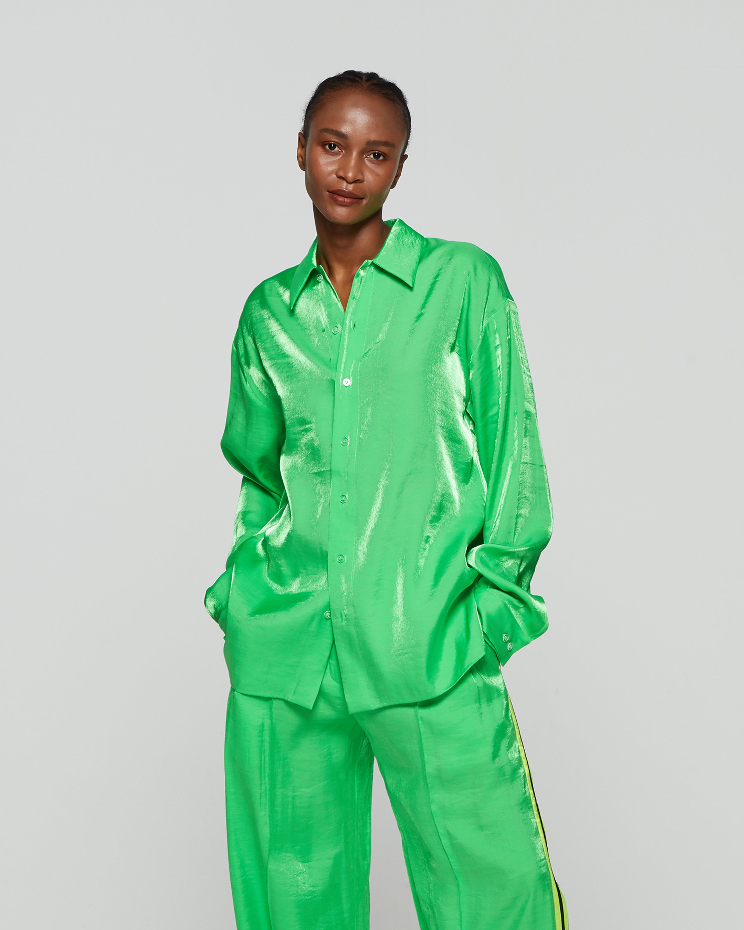 Oversized Cuff Shirt - Bright Green