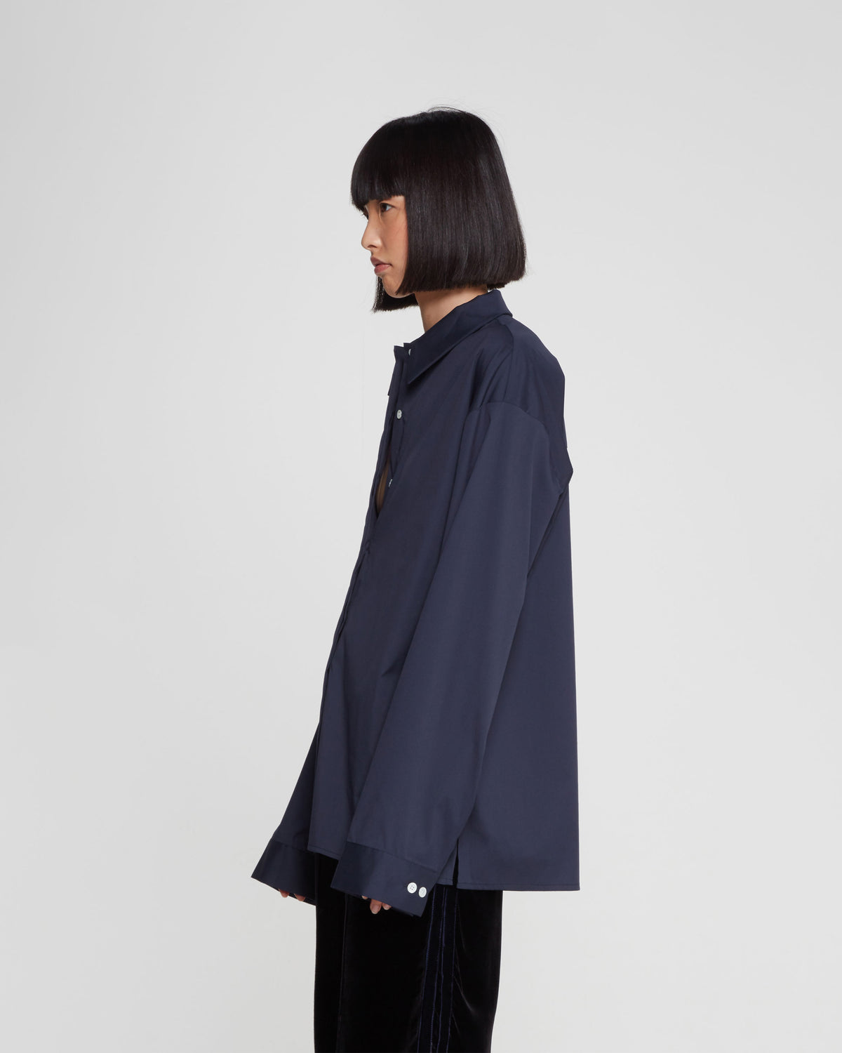 Oversized Cuff Shirt - Dark Navy SERENA BUTE