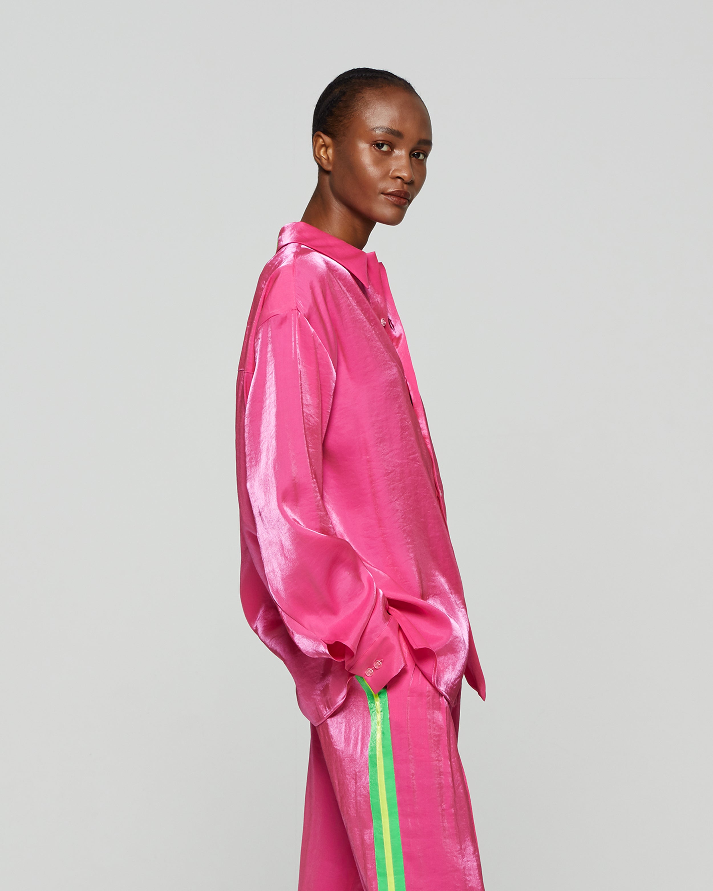 Oversized Cuff Shirt - Fluro Pink