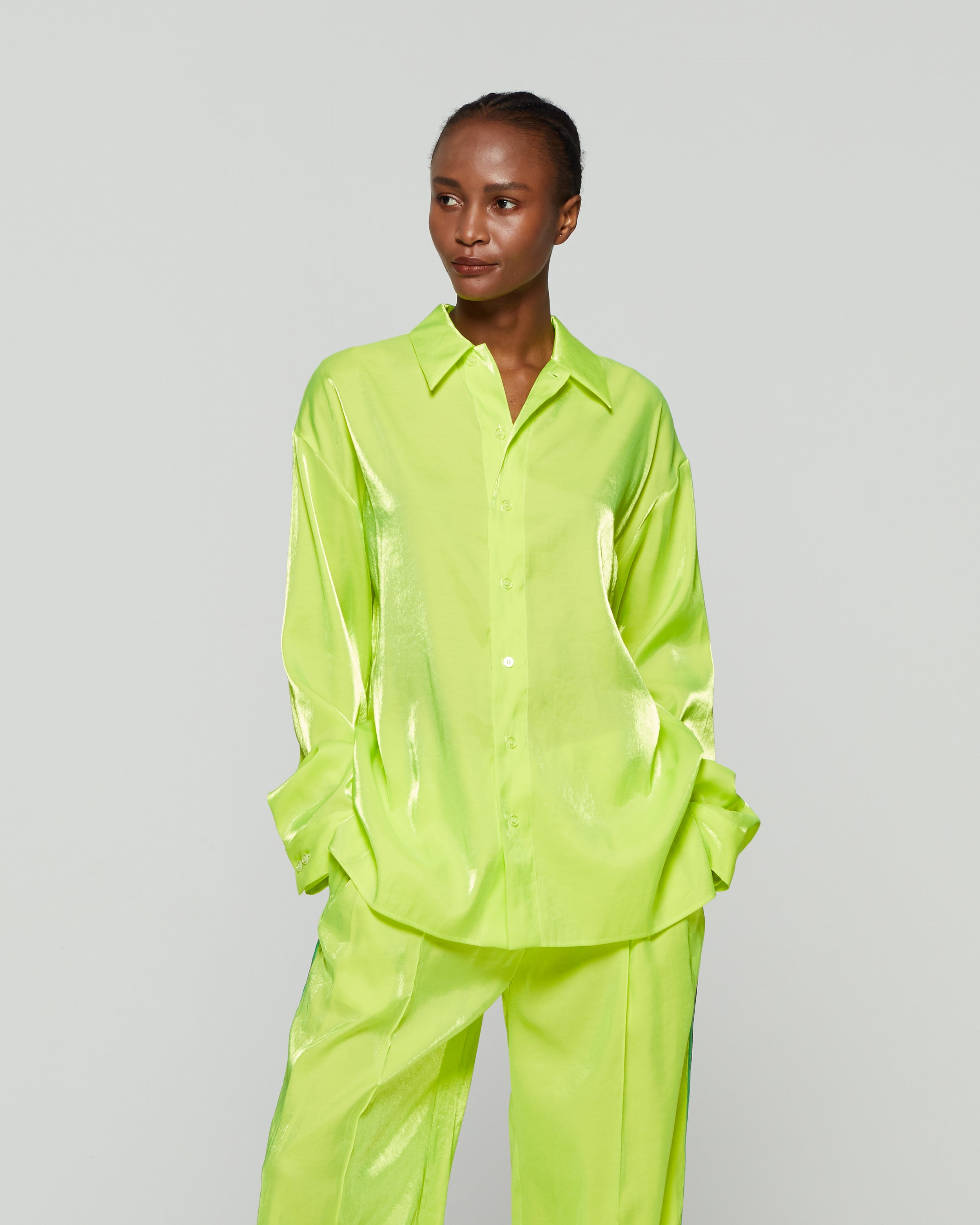 Oversized Cuff Shirt - Neon Yellow