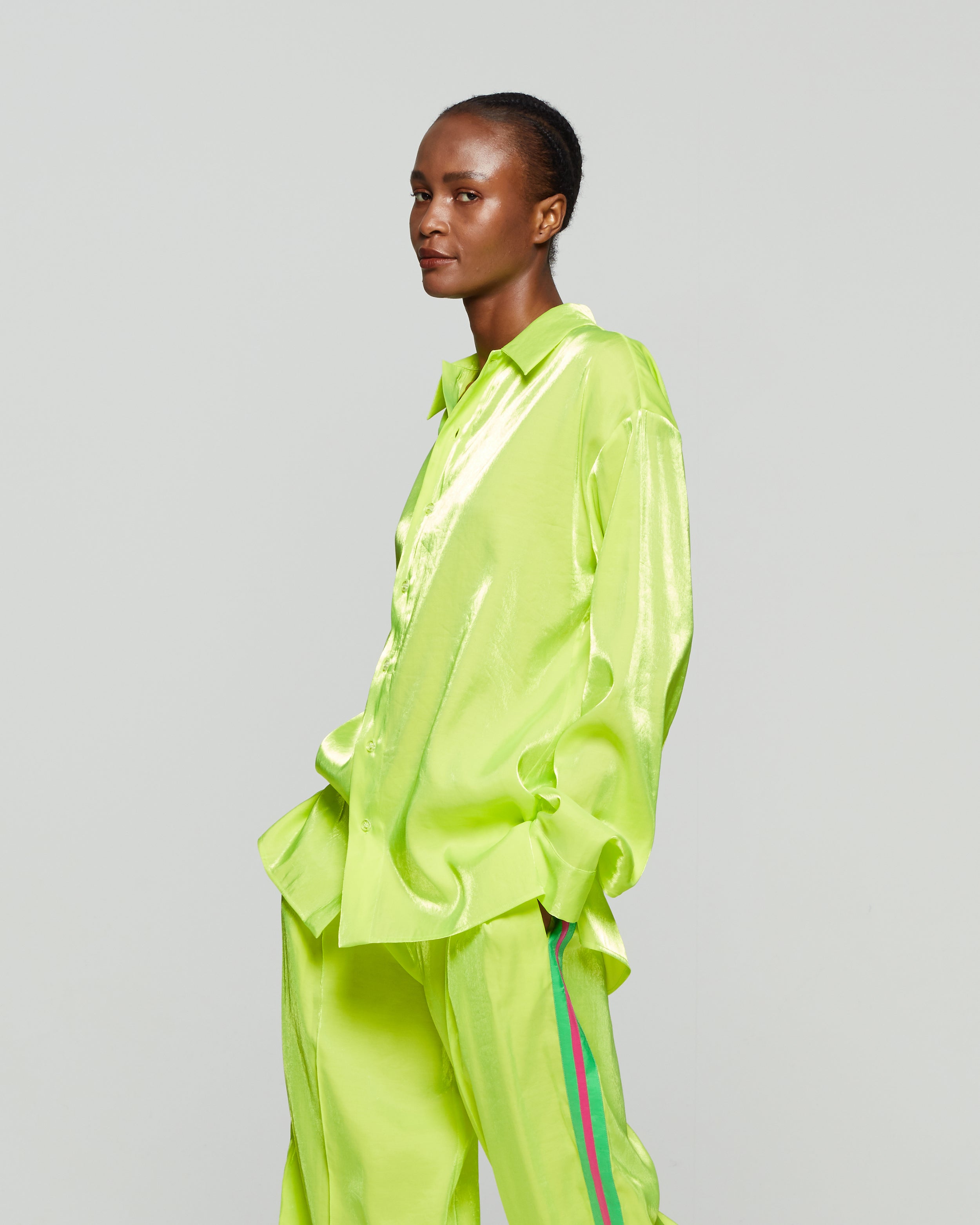 Oversized Cuff Shirt - Neon Yellow