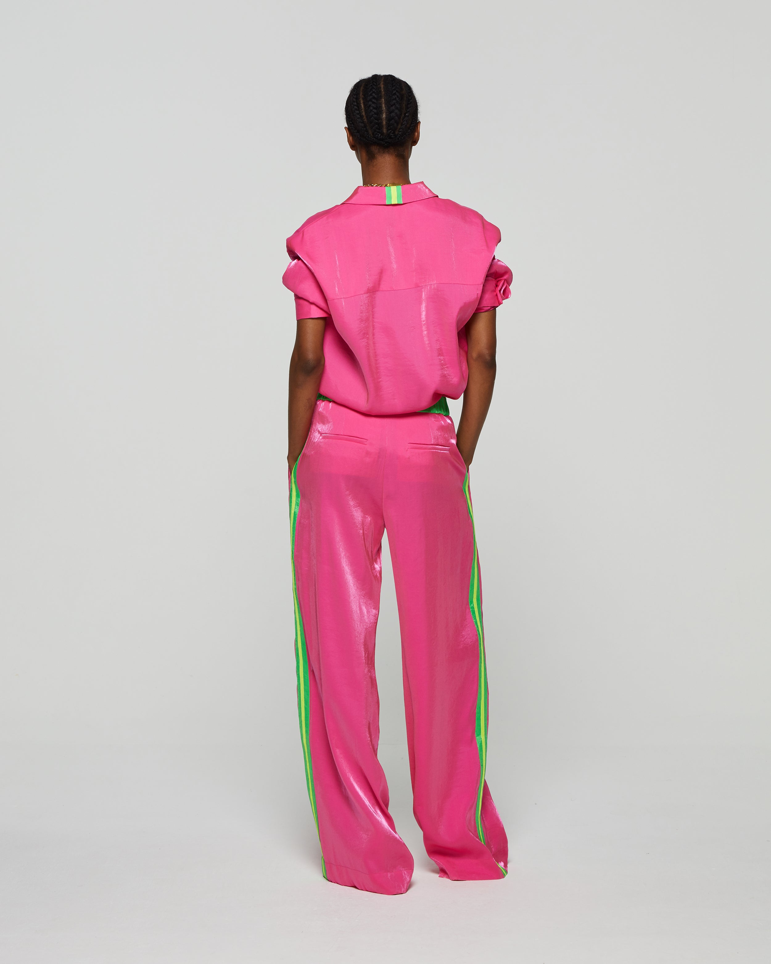 Serena Wide Leg Trouser - Fluro Pink