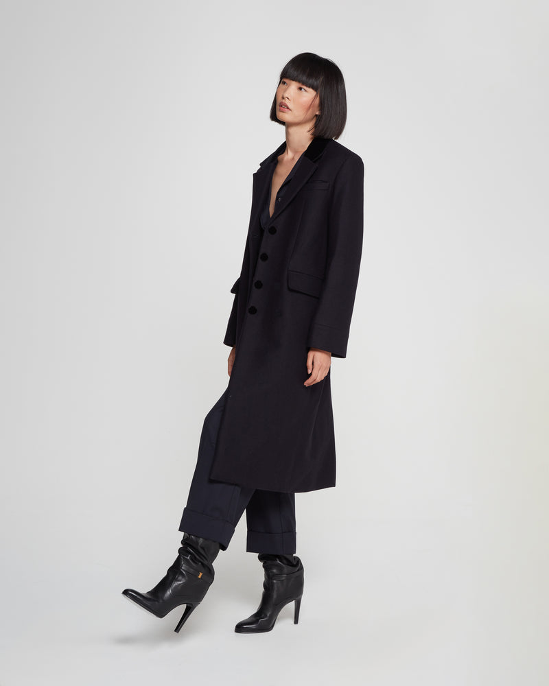 Oversized Wool Cashmere Coat - Navy picture #4