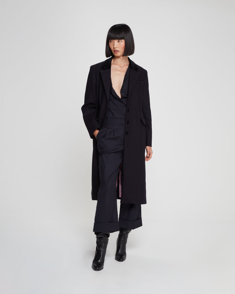 Oversized Wool Cashmere Coat - Navy picture #1