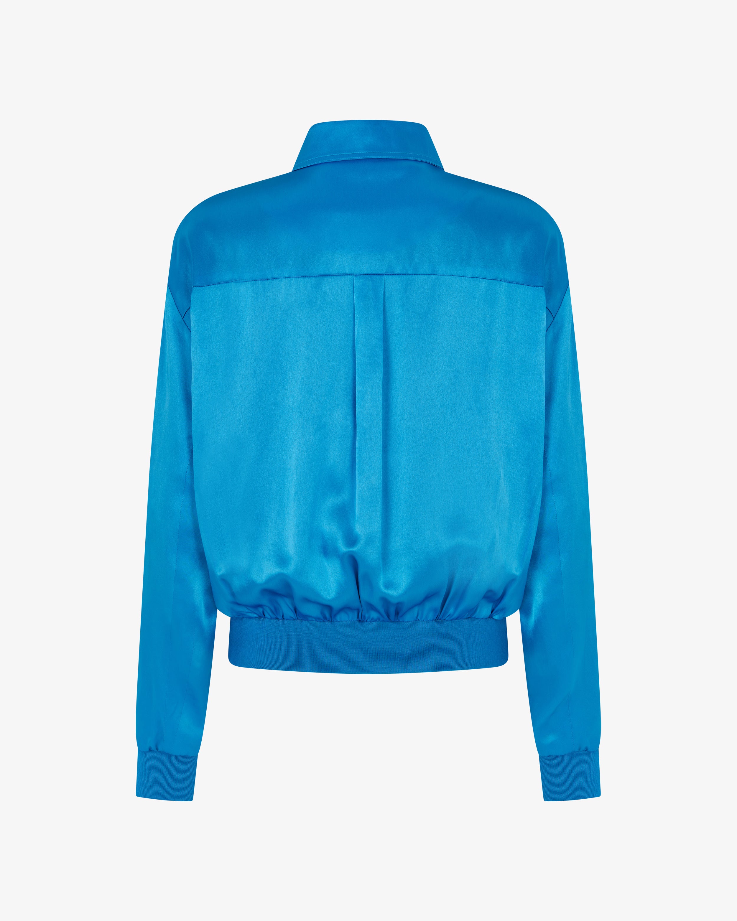 Satin Parachute Bomber Jacket - Retro Blue