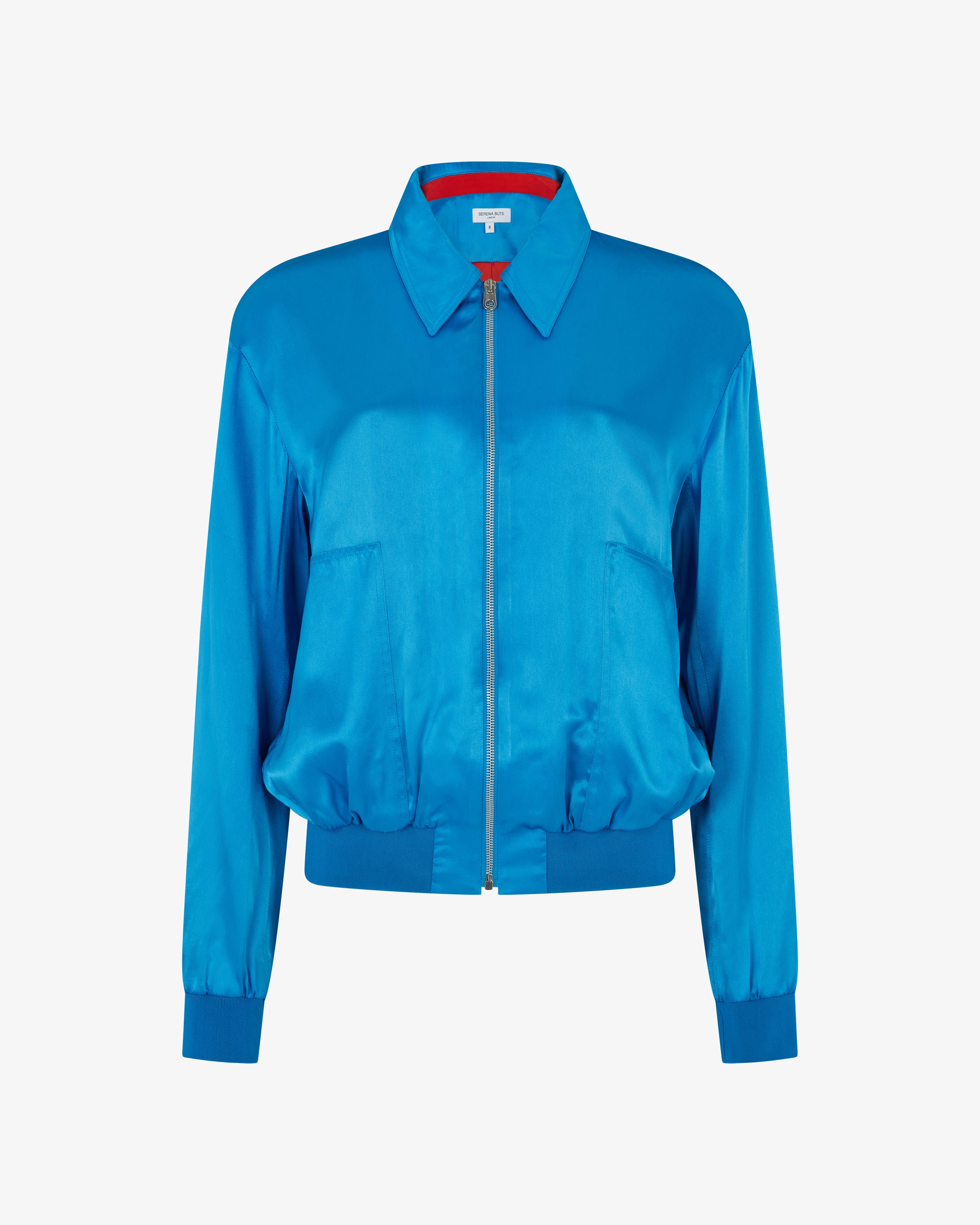 Serena Bute London Satin Parachute Bomber Jacket Retro Blue for Women Ladies SERENA BUTE