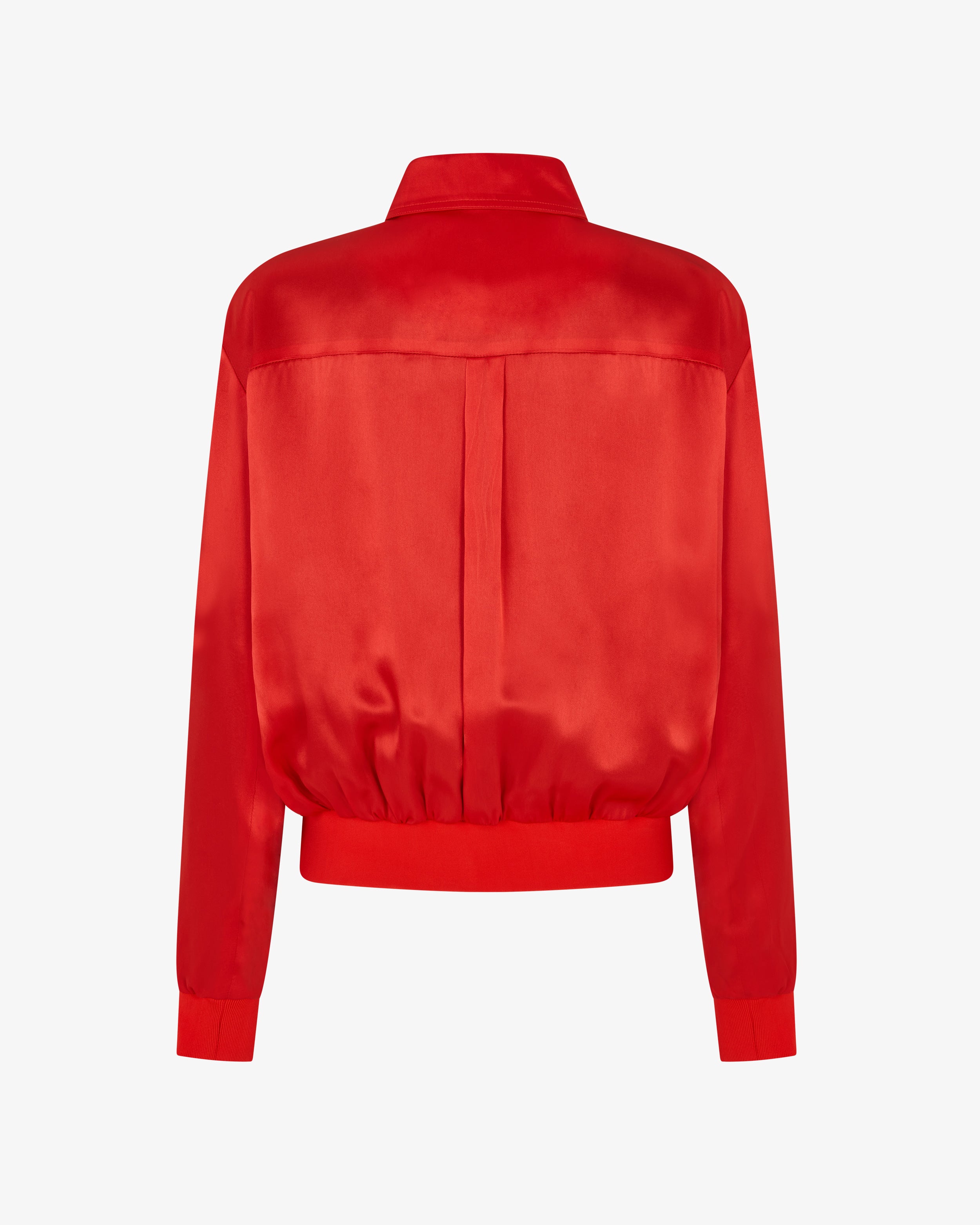 Satin Parachute Bomber Jacket - Retro Red