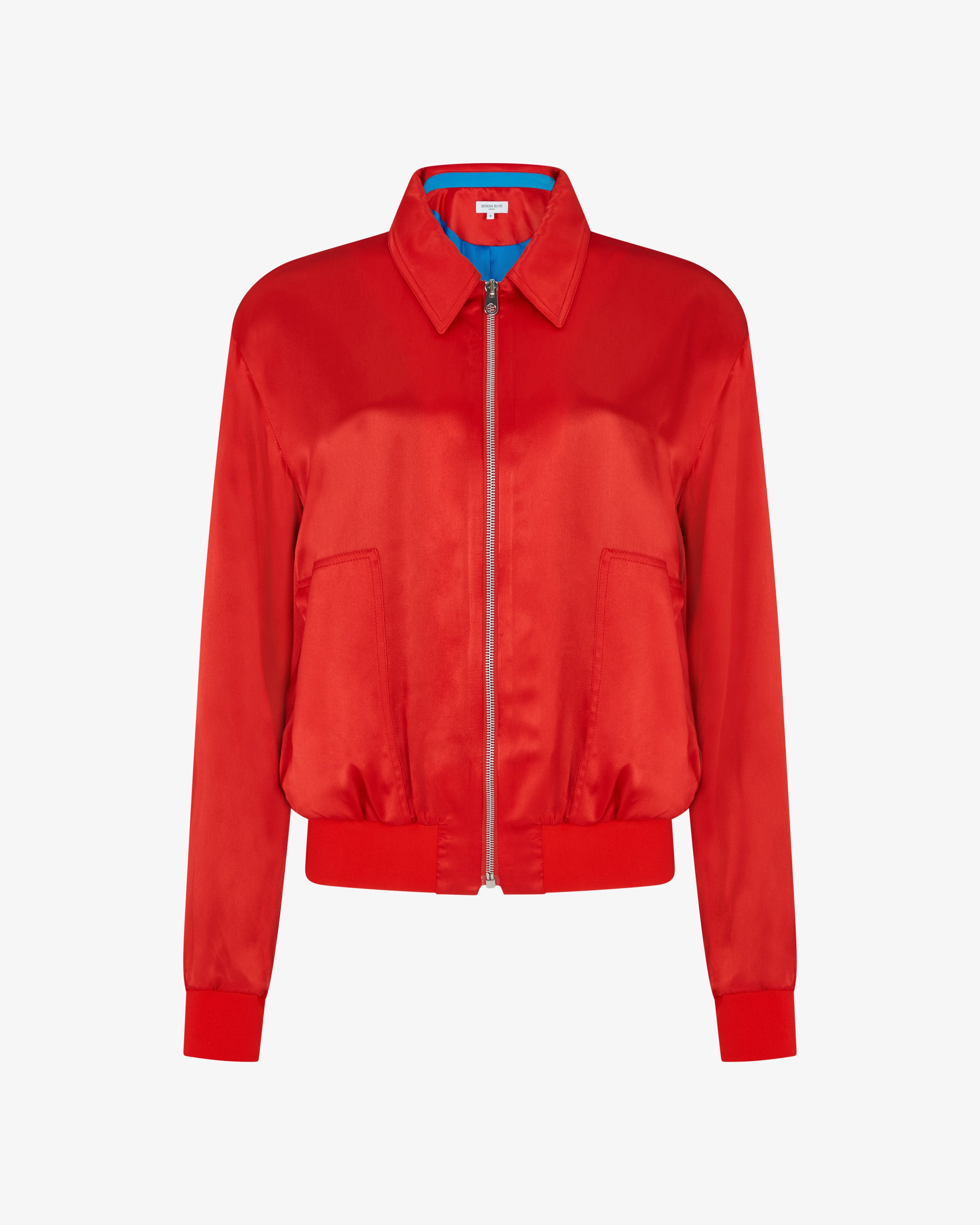 Satin Parachute Bomber Jacket - Retro Red