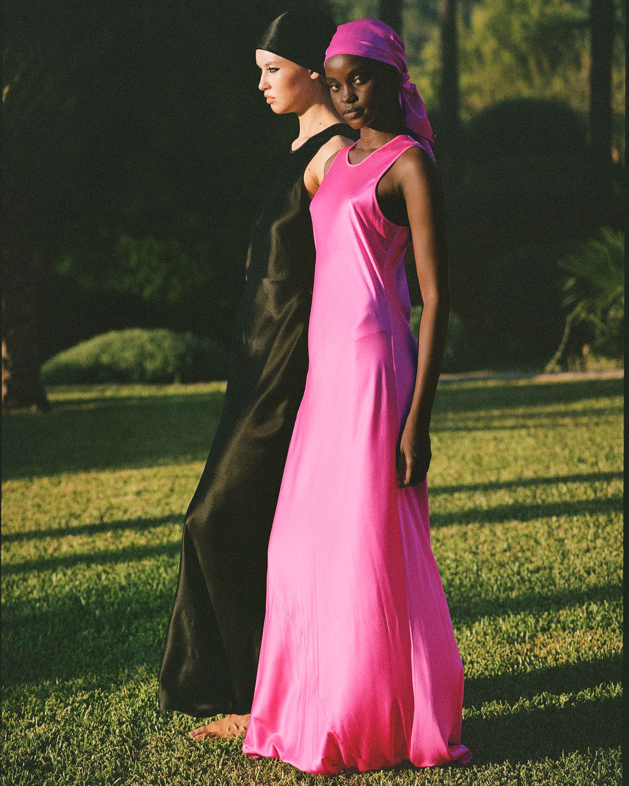 serena bute london personal styling event evening dressing pink black silk dress luxury fashion
