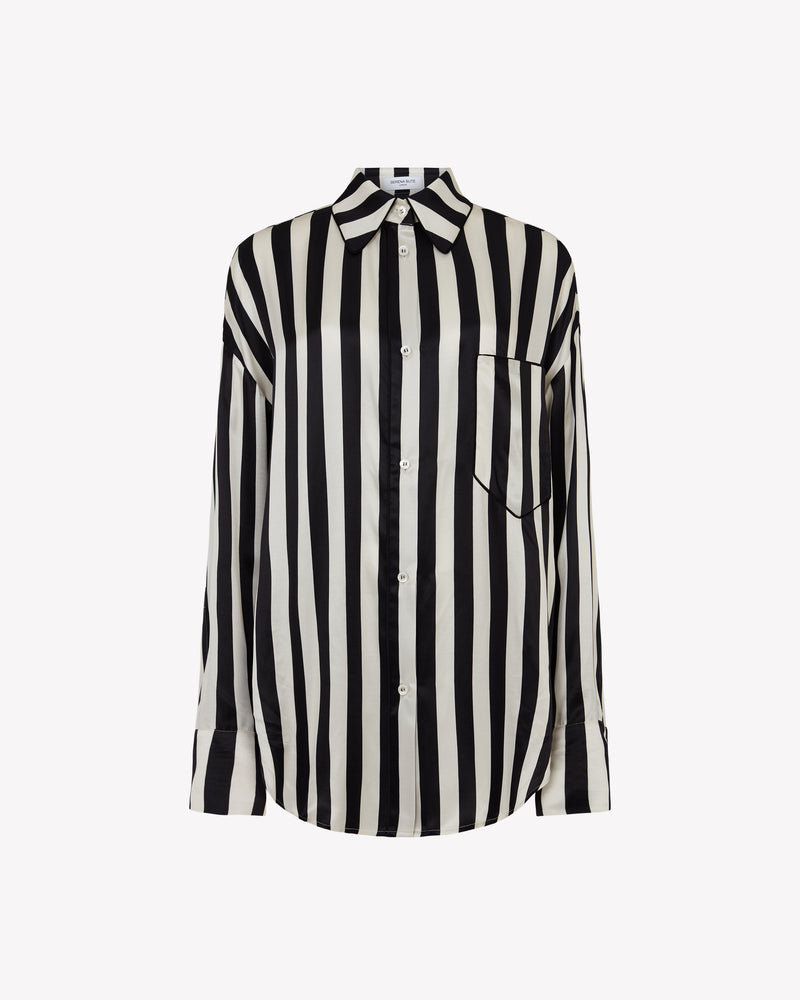 Piped Oversized Shirt - Black/Pearl Stripe picture #2