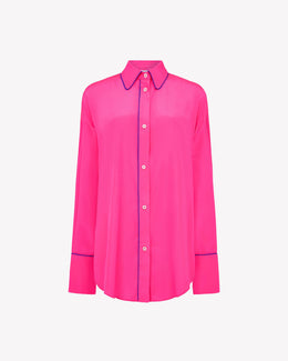 Piped Oversized Shirt - Neon Pink