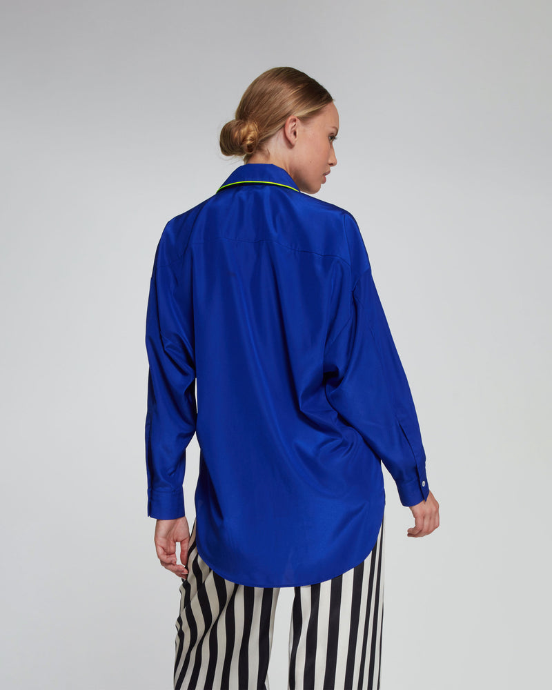 Piped Oversized Shirt - Neon Sapphire picture #4