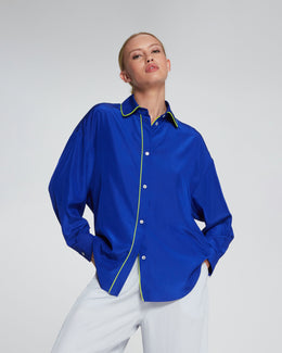 Piped Oversized Shirt - Neon Sapphire