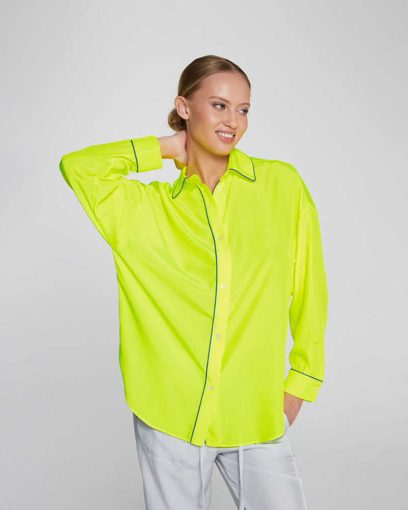 Piped Oversized Shirt - Neon Yellow picture #1