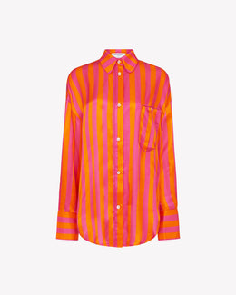 Piped Oversized Shirt - Pink/Orange Stripe