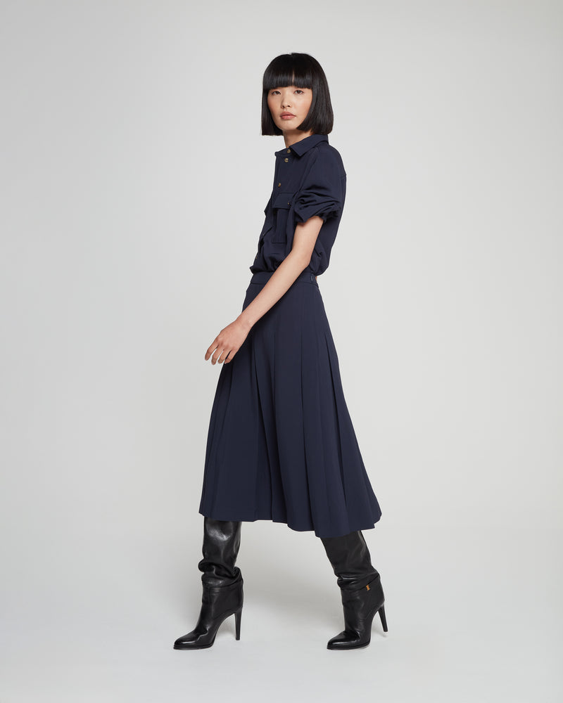Pleated Midi Skirt - Dark Navy picture #3