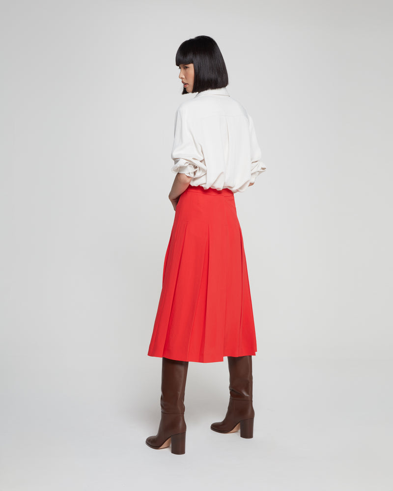 Pleated Midi Skirt - Red picture #4