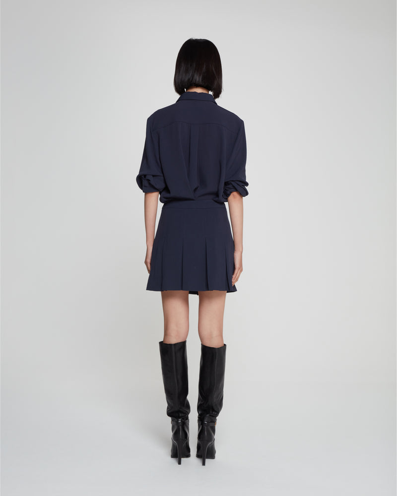 Pleated Mini Skirt - Dark Navy picture #4