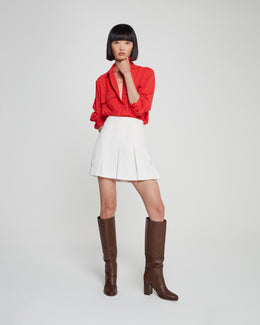 Pleated Mini Skirt - Ecru