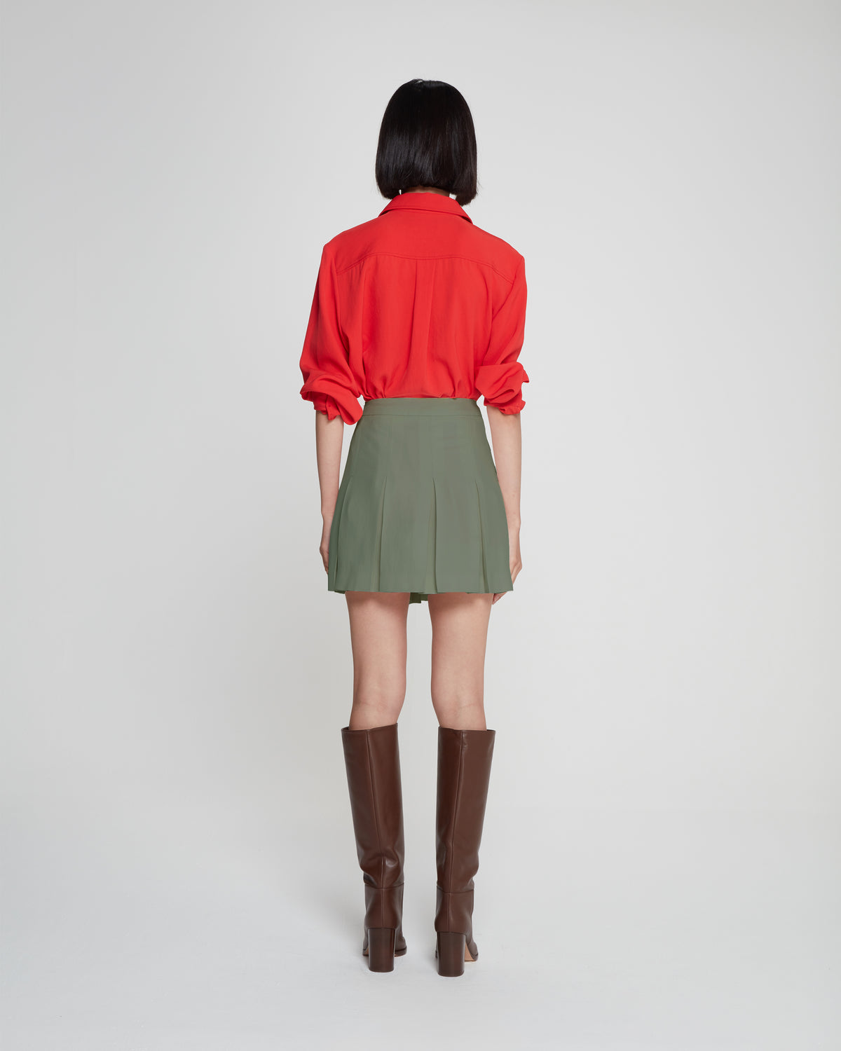Pleated Mini Skirt - Khaki
