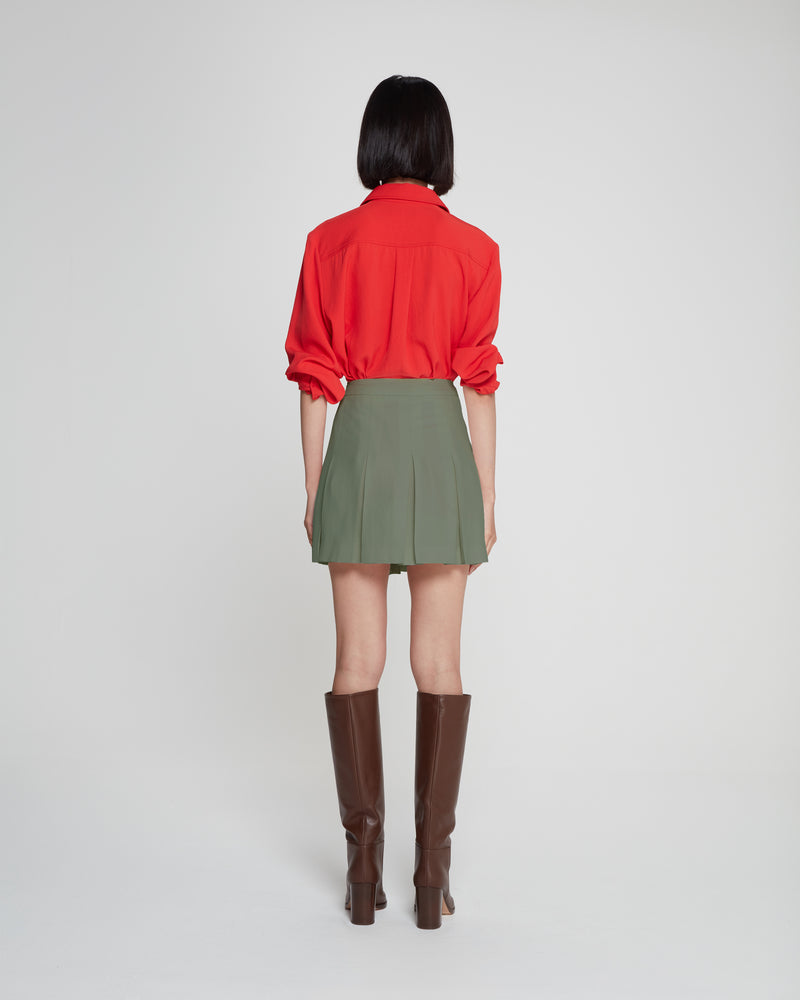 Pleated Mini Skirt - Khaki picture #4