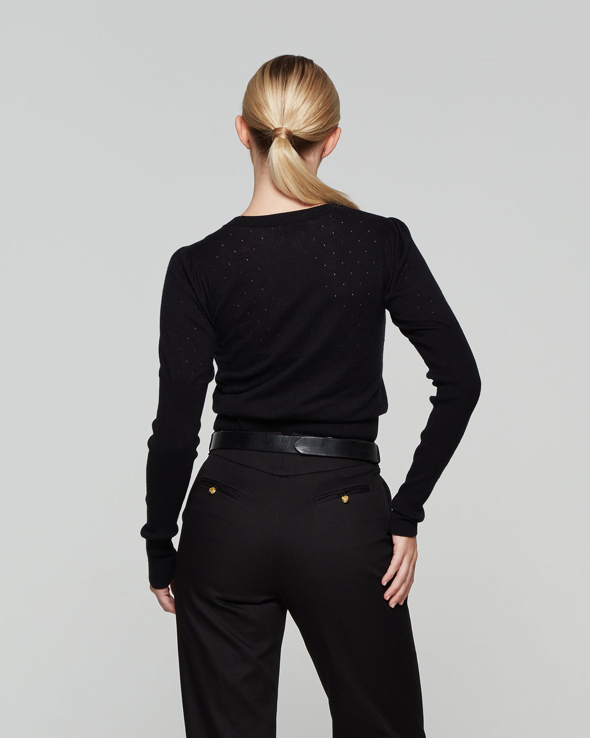 Pointelle Fitted Jumper - Black